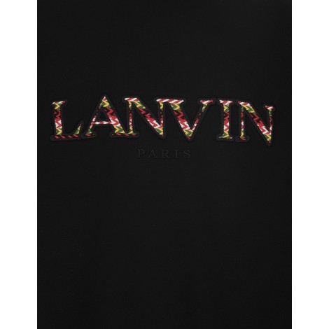 LANVIN Felpa Nera Con Logo Lanvin Curb Ricamato