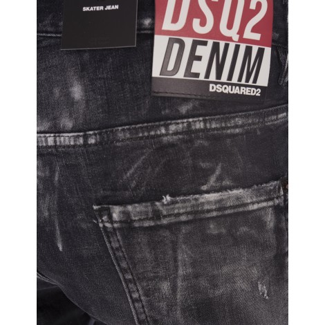 DSQUARED2 Destroyed Wash Skater Jeans In Nero