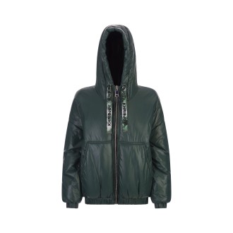 KHRISJOY Piumino Puff Hoodie Light Padded In Forest Green