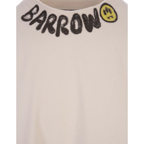 BARROW T-Shirt Tortora Con Logo Sul Collo