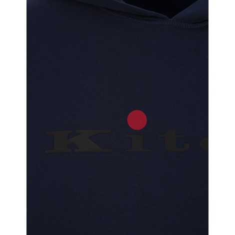 KITON Felpa Con Logo e Cappuccio Blu