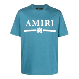 AMIRI T-Shirt M.A. Bar Logo Verde Acqua