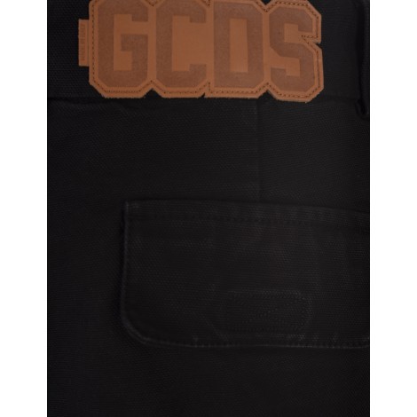 GCDS Pantaloni Cargo Neri Con Applicazione Logo