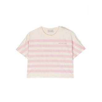 MONCLER ENFANT T-Shirt a Righe Rosa