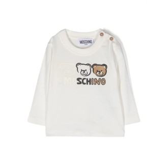 MOSCHINO KIDS T-Shirt Bianca Con Teddy Bear Degradé