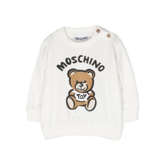 MOSCHINO KIDS Felpa a Girocollo Moschino Teddy Bear Bianca