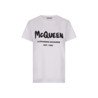 ALEXANDER MCQUEEN T-Shirt McQueen Graffiti Bianca