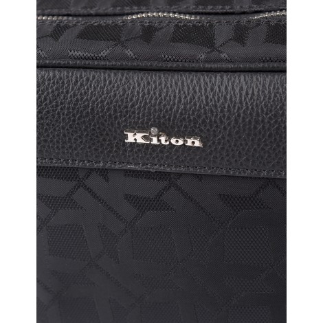KITON Beauty Case Monogram Nero Con Zip Doppia