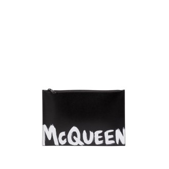 Alexander McQueen `Mcqueen Graffiti` Flat Zip Pouch