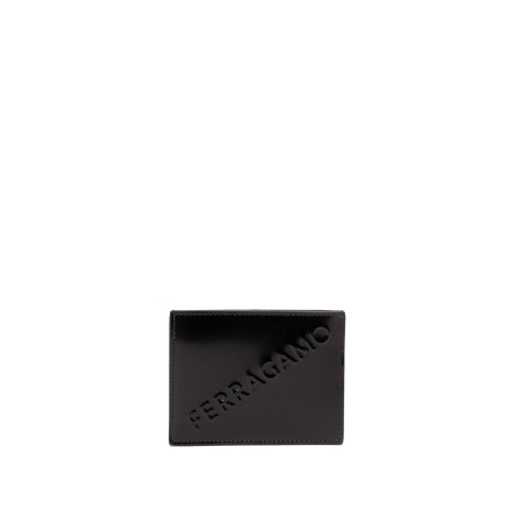 Ferragamo `Embossed Ferragamo` Leather Credit Card Case