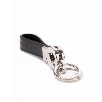 Ferragamo `Embossed Ferragamo` Leather Key Ring