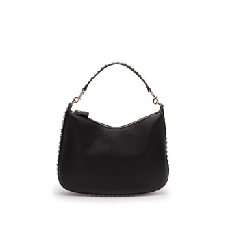 Valentino Garavani `Rockstud` Leather Hobo Zip Top Bag