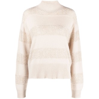 Brunello Cucinelli Turtle-Neck Sweater With Mohair Stripes