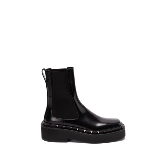 Valentino Garavani `Rockstud M-Way` Leather Ankle Boots