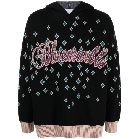 Bluemarble Knitted Rhinestoned Hooded Sweater