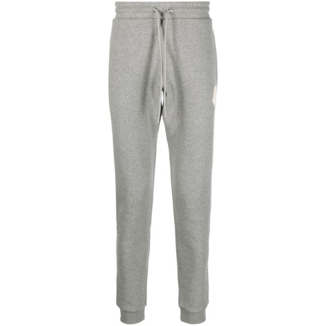 MONCLER Pantaloni sportivi in cotone grigio con patch logo Moncler