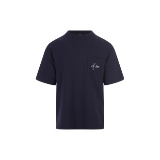 KITON T-Shirt Blu Navy Con Logo Sul Taschino