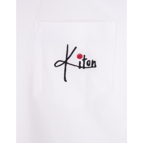 KITON T-Shirt Bianca Con Logo Sul Taschino