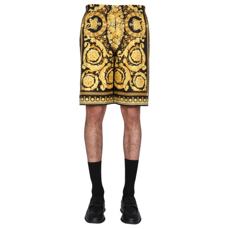 versace shorts with baroque print