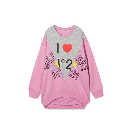n°21 crewneck sweatshirt logo and heart