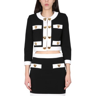 moschino heart buttons crepe jacket
