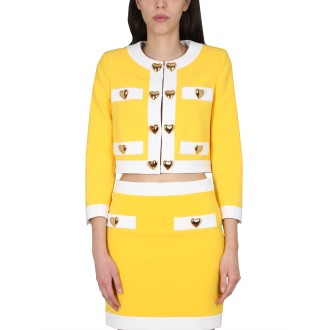 moschino heart buttons crepe jacket