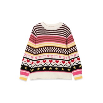 n°21 jacquard pattern allover crewneck sweater