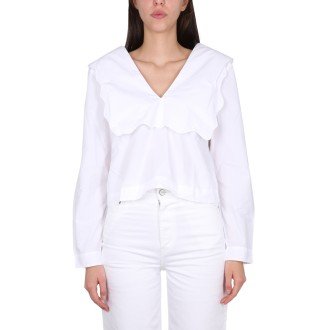 ganni cotton blouse