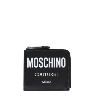 moschino square wallet with leather logo