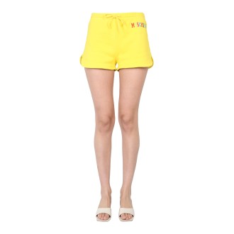 moschino multicolor logo shorts