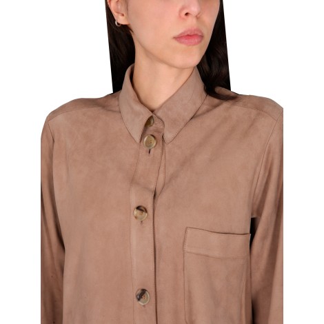 kiton leather shirt jacket