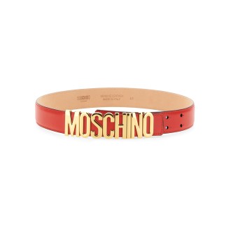 moschino leather belt with logo