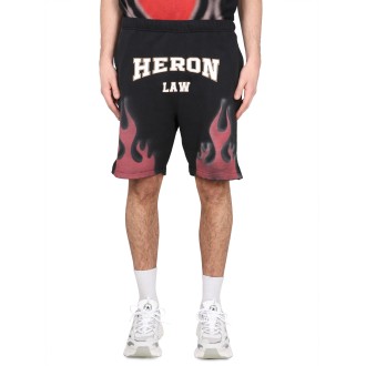 heron preston bermuda shorts with flames print