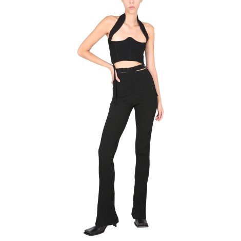 andreadamo ribbed trousers with cut out belt