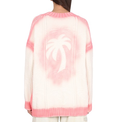 palm angels patent leather effect palm cardigan