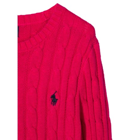 ralph lauren maglia in cotone a trecce con logo