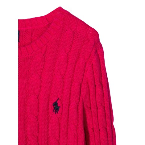 ralph lauren maglia in cotone a trecce con logo