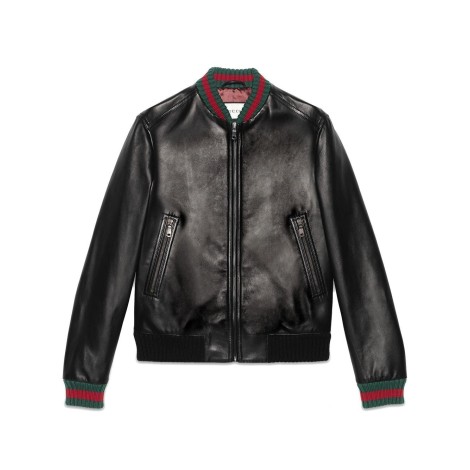 Gucci Leather Jacket With `Web`