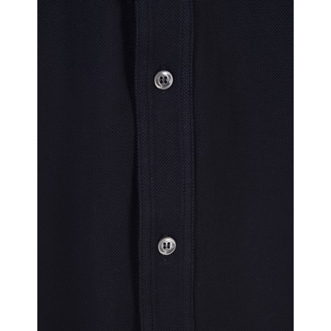 KITON Camicia Stile Polo In Piqué Blu Navy