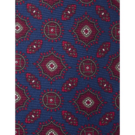 KITON Cravatta Blu Scuro Con Pattern Rosso