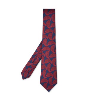 KITON Cravatta Blu Royal Con Motivo Paisley Rosso