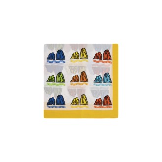 813 (OTTO TREDICI) Pochette In Seta Con Pattern Faraglioni in Giallo/Multicolore
