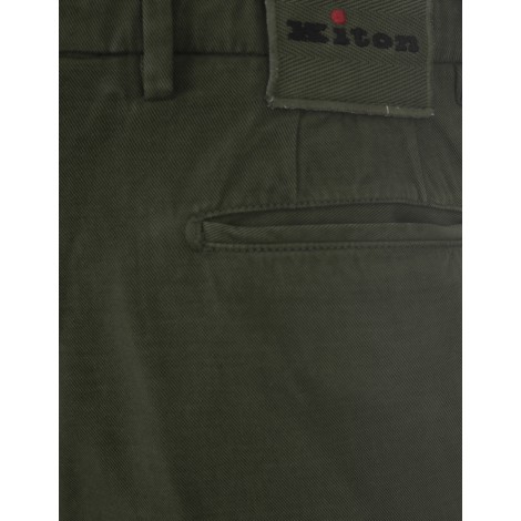 KITON Pantaloni In Cotone e Cashmere Verde Muschio