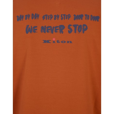 KITON Felpa Zip-Up Arancione Con Slogan