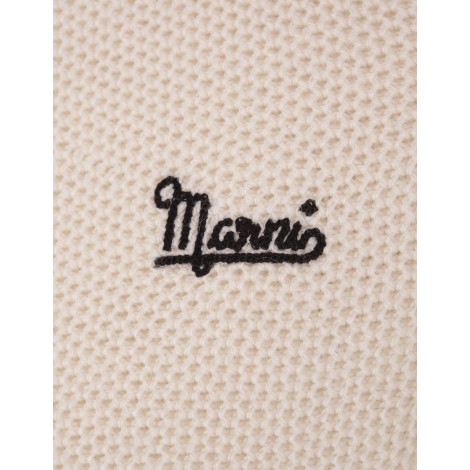 MARNI Maglione A Nido D'Ape Avorio Con Logo