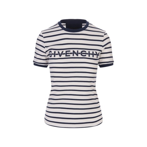 GIVENCHY T-Shirt Slim GIVENCHY In Cotone a Righe Bianche e Blu Navy