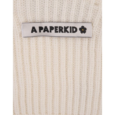 A PAPER KID Top Crop Avorio Con Patch Logo