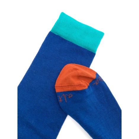 ALTEA calzini al polpaccio color block blu royal, arancione bruciato e turchese