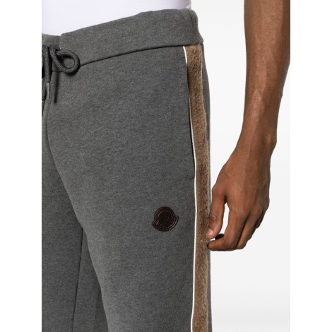 MONCLER pantaloni in cotone grigio antracite e marrone chiaro