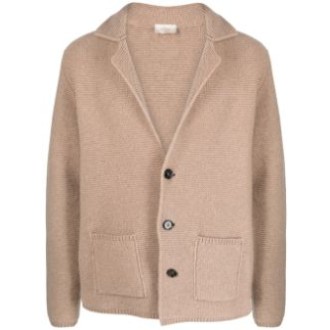 ALTEA giacca in maglia di lana vergine marrone talpa con bottoni frontali